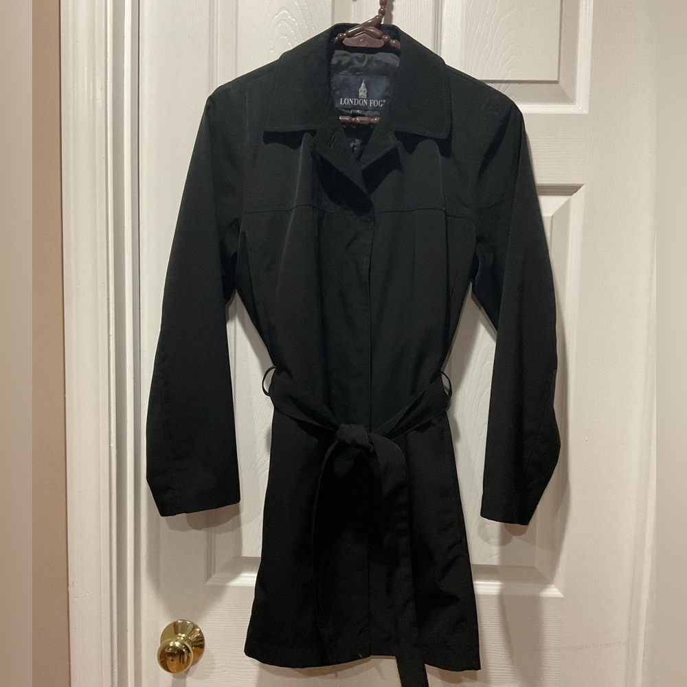 London Fog Trench Rain Coat black